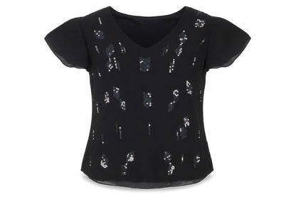 Clothes Contact Women's Black Sequin Blouse, Size 12