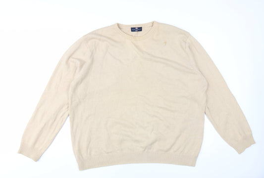 Marks & Spencer Beige XL Men's Cotton Pullover Jumper