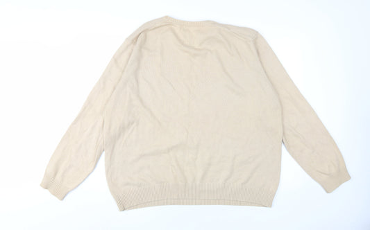 Marks & Spencer Beige XL Men's Cotton Pullover Jumper
