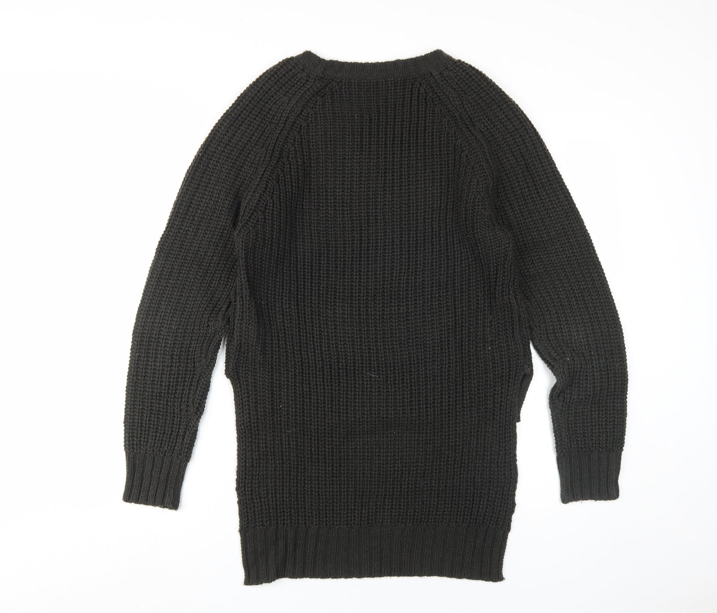 Pink Woman Black Chunky-Knit Pullover Jumper M