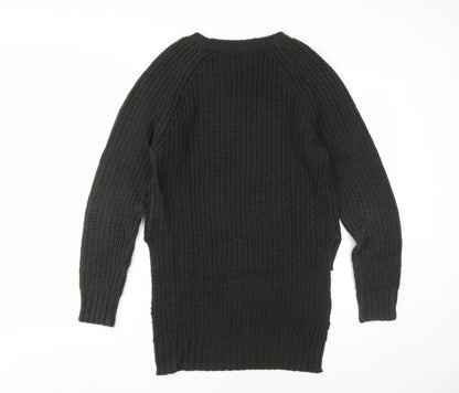 Pink Woman Black Chunky-Knit Pullover Jumper M