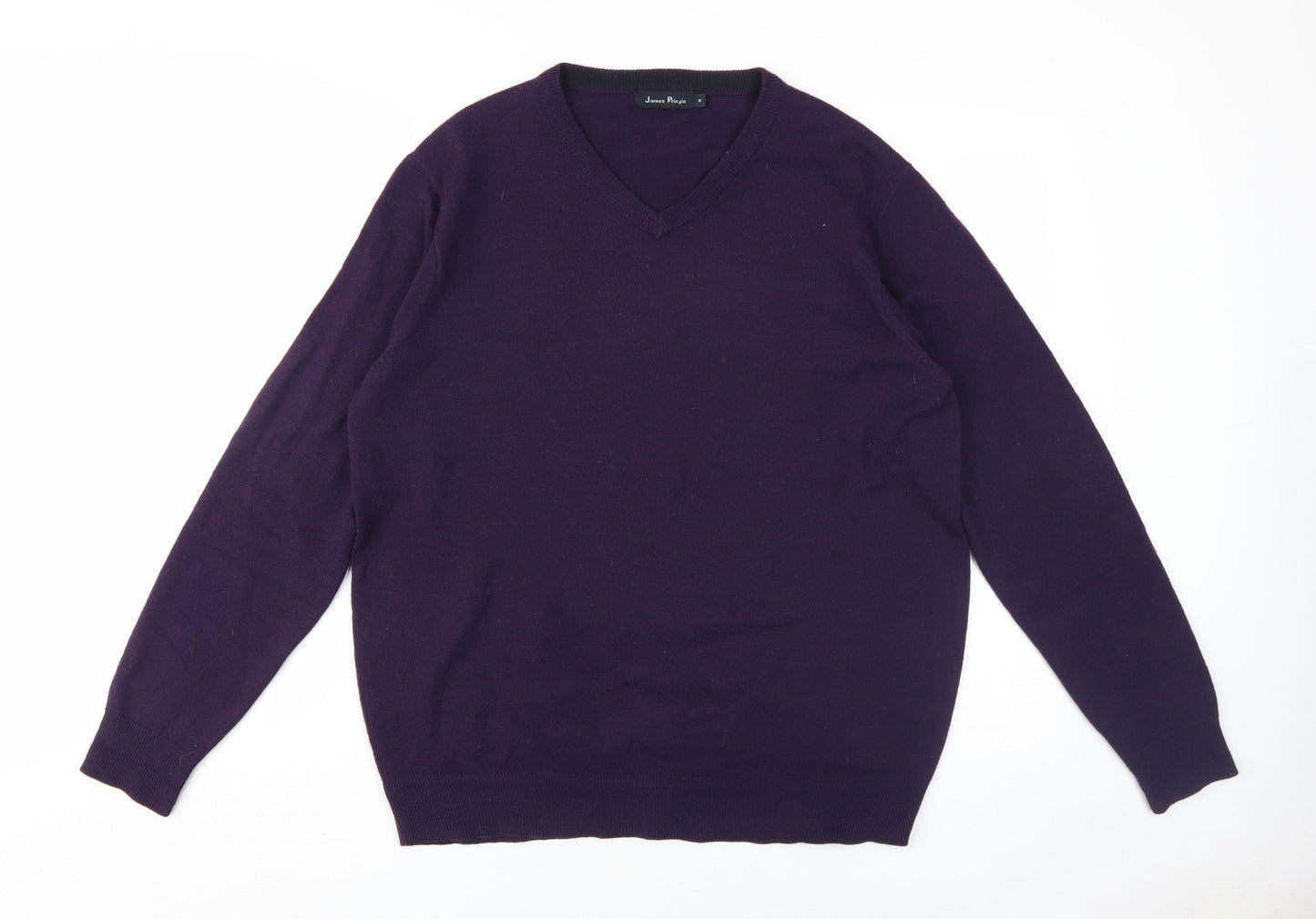 James Pringle Men's Purple V-Neck Pullover Jumper M