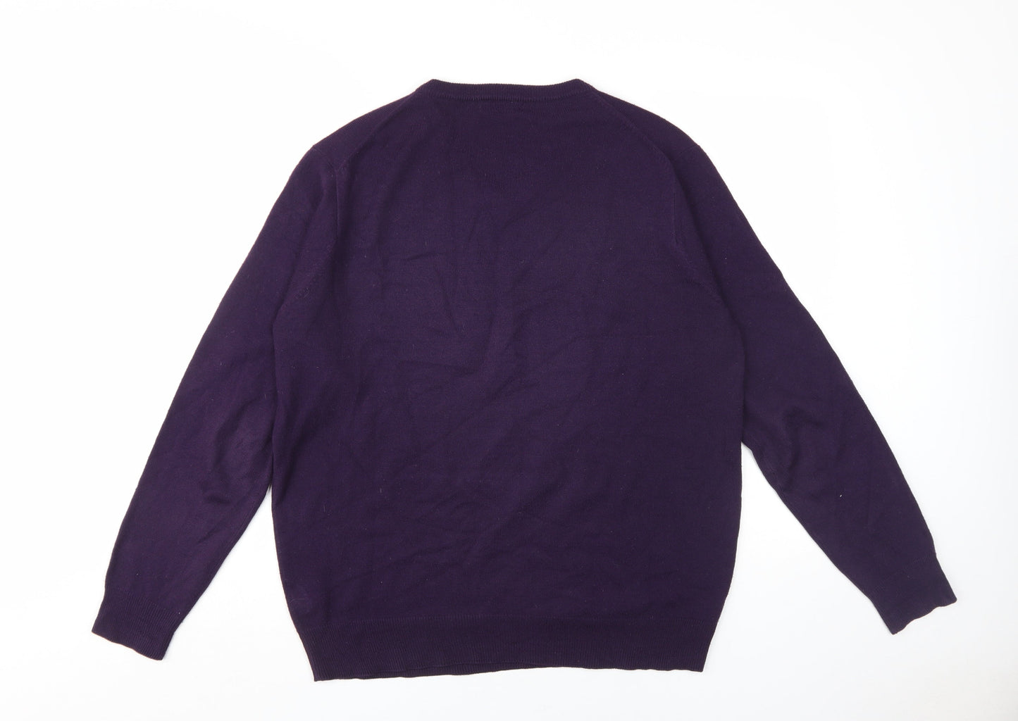 James Pringle Men's Purple V-Neck Pullover Jumper M
