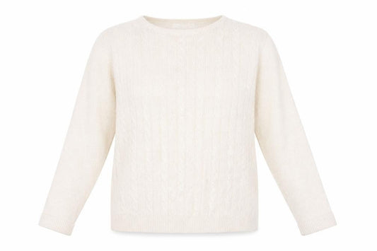 Front view of Honor Millburn Women's Beige Cable Knit jumper M