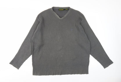 Timberland Men's Grey V-Neck Knit Pullover - Size L