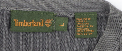 Timberland Men's Grey V-Neck Knit Pullover - Size L