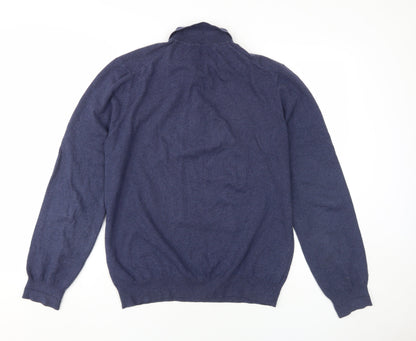 French Connection Men's Blue Collared Pullover Jumper M