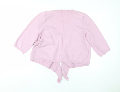 Wallis Women's Pink Cardigan L V-Neck 3/4 Sleeve
