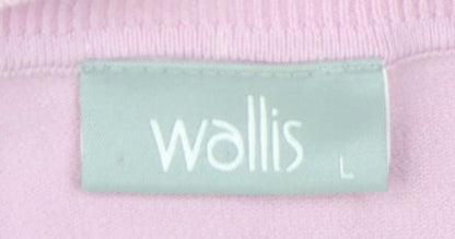 Wallis Women's Pink Cardigan L V-Neck 3/4 Sleeve