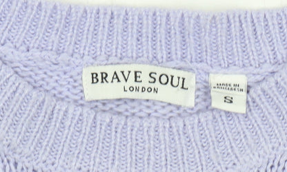 Womens UK Size S Brave Soul Purple Pullover Jumper
