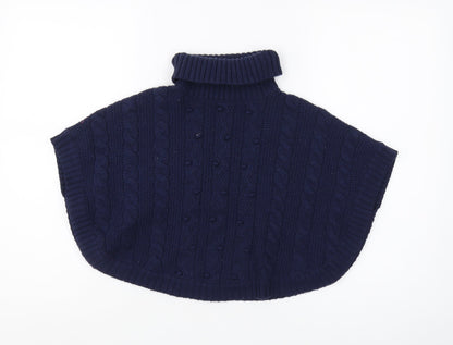 John Lewis Girls Navy High Neck Cape Jumper 5-6 Years