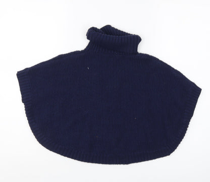John Lewis Girls Navy High Neck Cape Jumper 5-6 Years