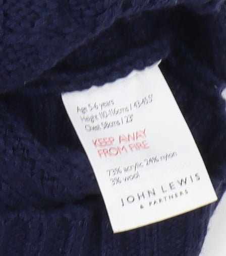 John Lewis Girls Navy High Neck Cape Jumper 5-6 Years