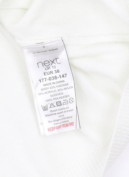 Womens UK Size 10 NEXT White Pullover Jumper