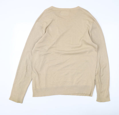 Teddy Smith Men Beige Pullover Jumper L Cotton