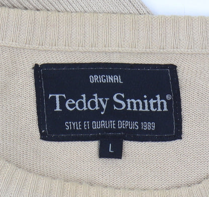Teddy Smith Men Beige Pullover Jumper L Cotton