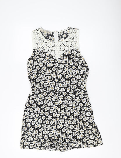 Parisian Women's Black Floral Playsuit Size 12