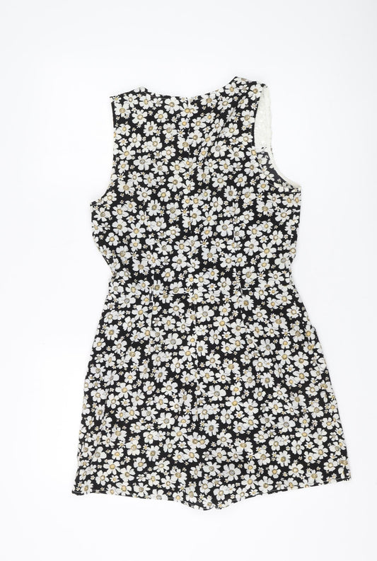 Parisian Women's Black Floral Playsuit Size 12