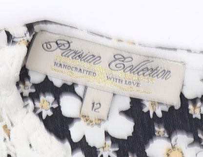 Parisian Women's Black Floral Playsuit Size 12