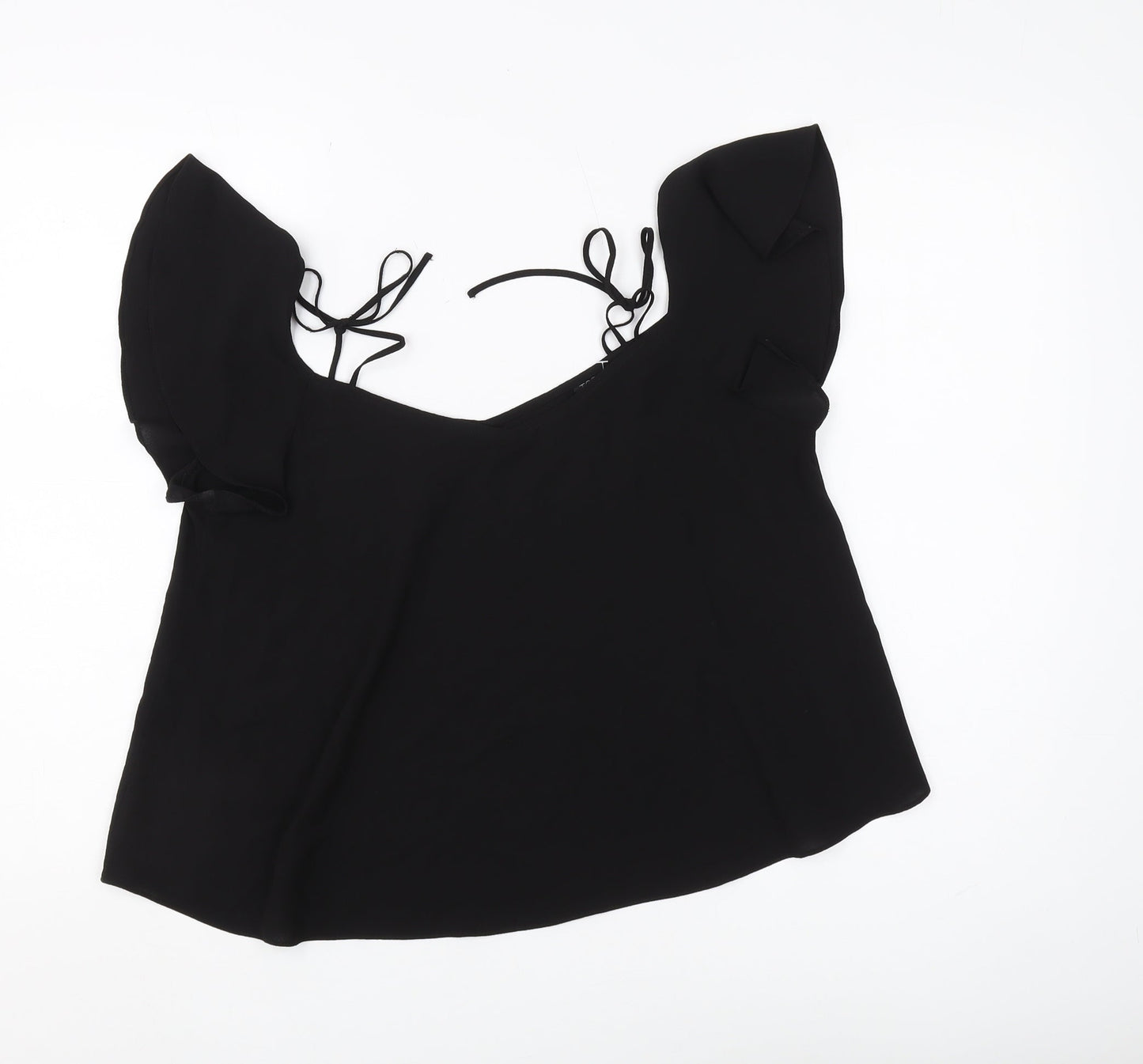 Womens UK Size 10 Topshop Black Basic Blouse