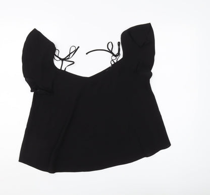 Womens UK Size 10 Topshop Black Basic Blouse