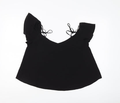 Womens UK Size 10 Topshop Black Basic Blouse