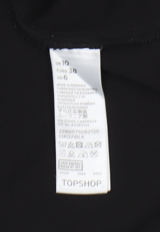Womens UK Size 10 Topshop Black Basic Blouse