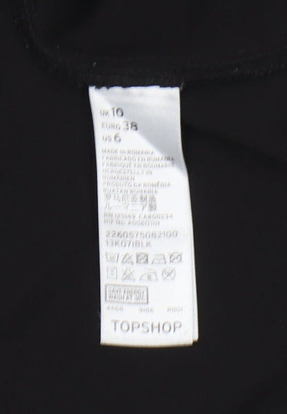 Womens UK Size 10 Topshop Black Basic Blouse