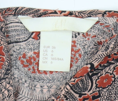 H&M Women's Multicoloured Paisley Midi Shift Dress Size 8
