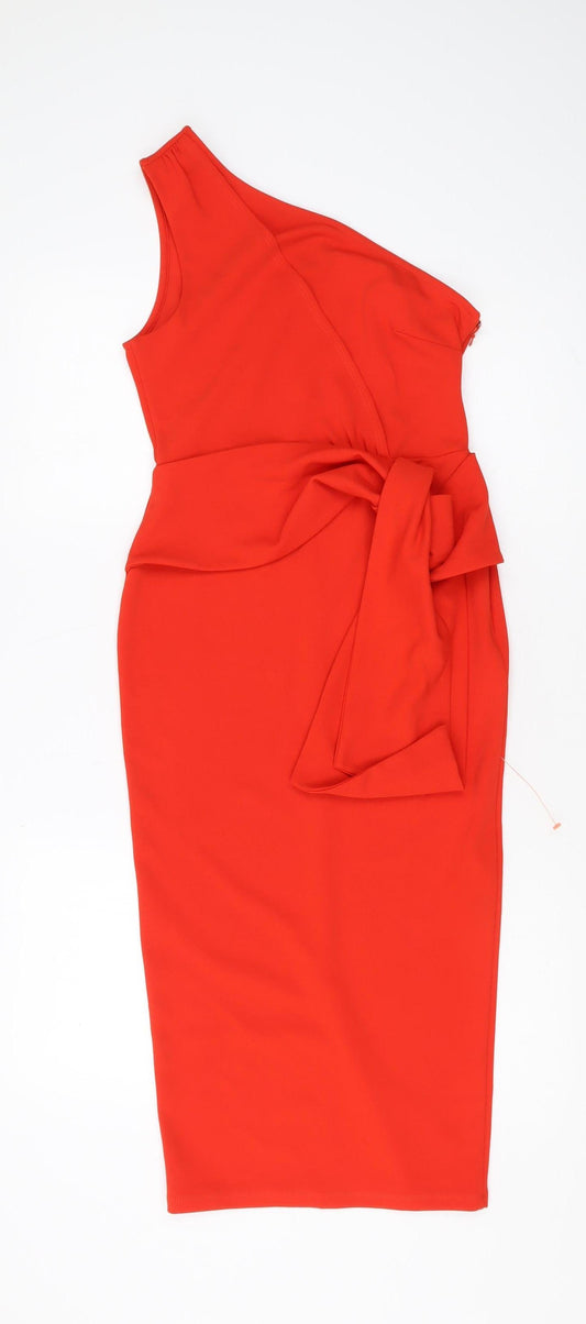 ASOS DESIGN Women's Red Bodycon One Shoulder Dress