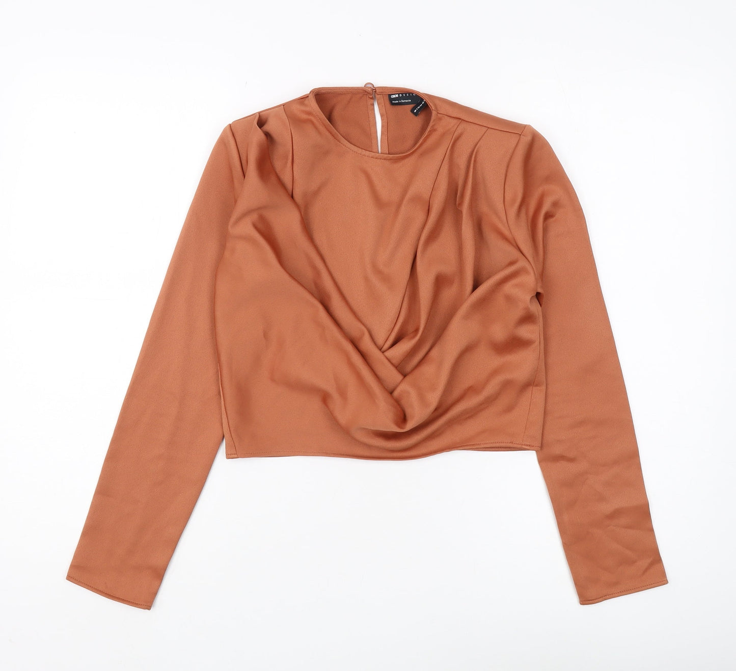 Womens UK Size 6 ASOS Design Brown Cropped Blouse