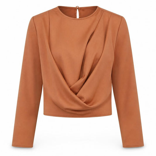 Womens UK Size 6 ASOS Design Brown Cropped Blouse