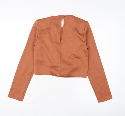Womens UK Size 6 ASOS Design Brown Cropped Blouse