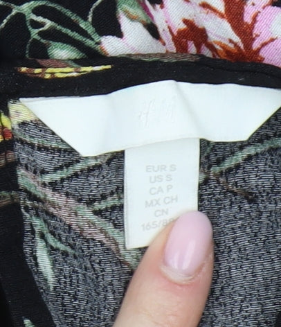 H&M Women's Black Floral Shift Dress - S