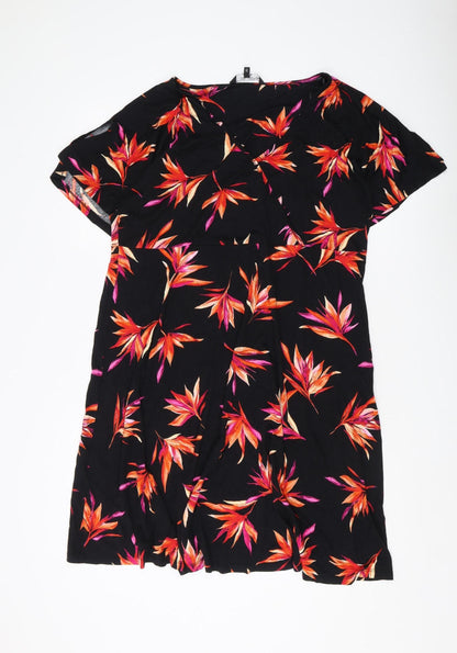 Debenhams Women's Black Floral V-Neck Dress Size 20