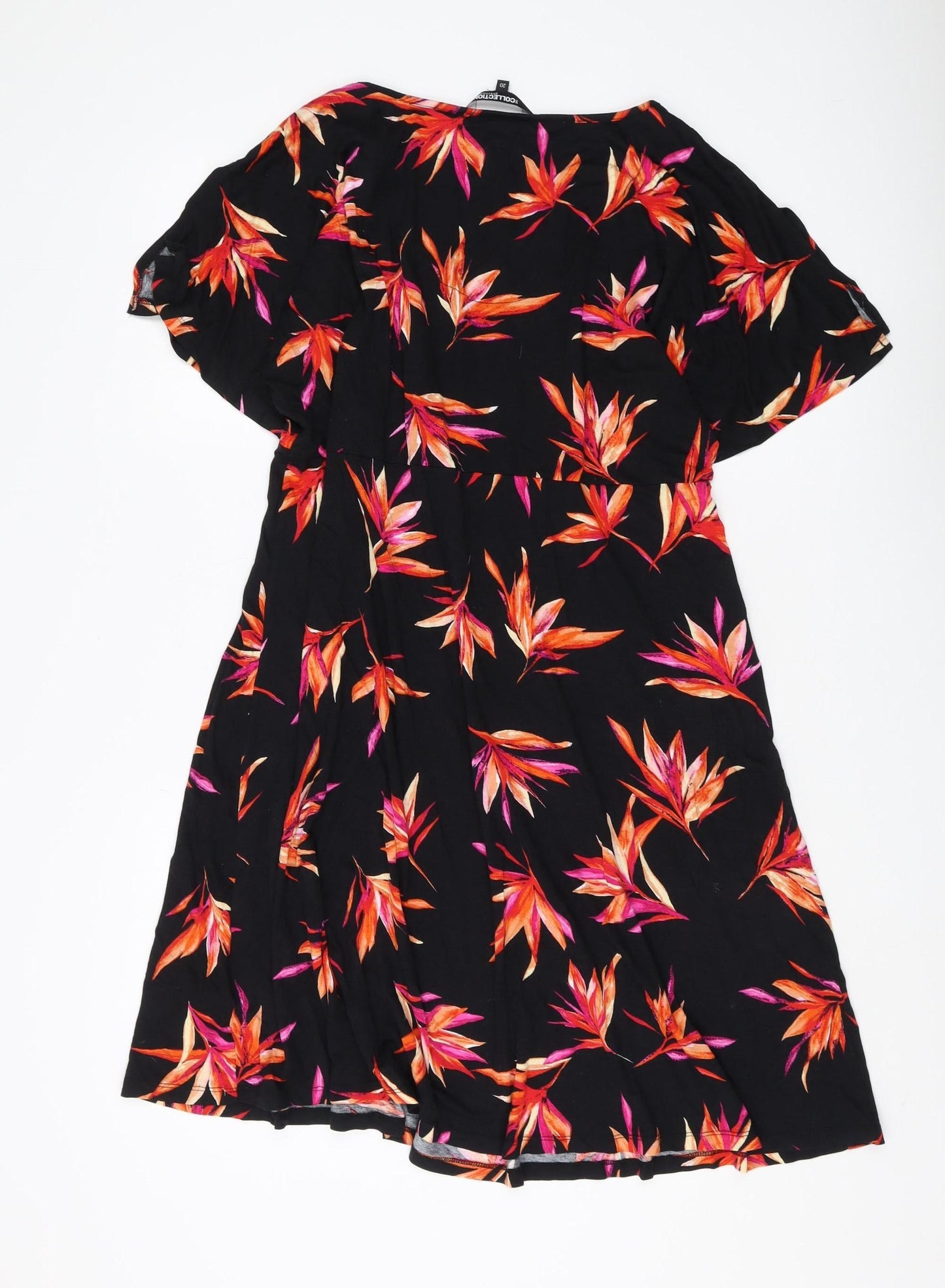 Debenhams Women's Black Floral V-Neck Dress Size 20