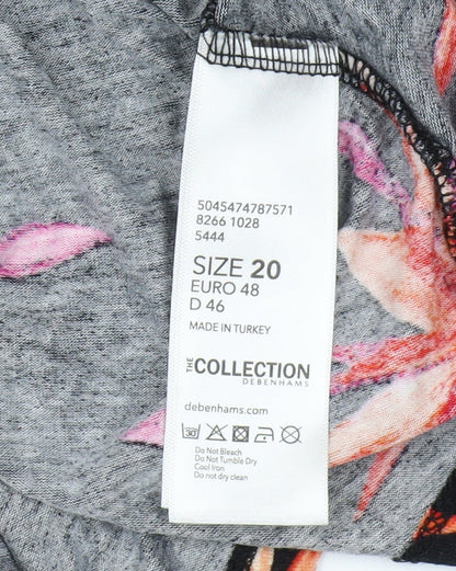 Debenhams Women's Black Floral V-Neck Dress Size 20