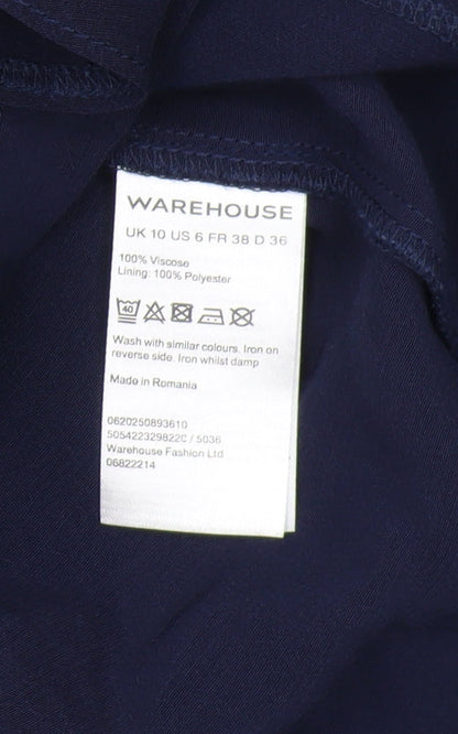 Warehouse Women's Navy Sleeveless Wrap Dress - Size 10