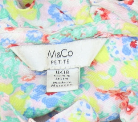 M&Co Women's Multicoloured Floral Blouse Size 18