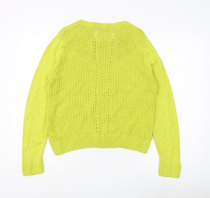 Marks and Spencer Women's Green Waffle Knit Jumper Size 14