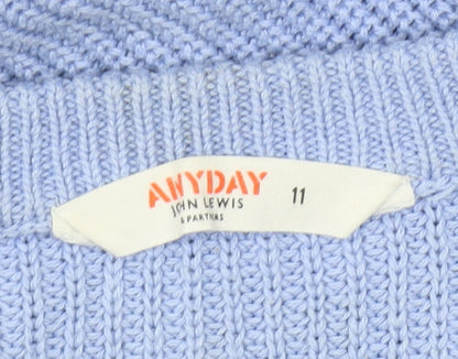 John Lewis Girls Blue Pullover Jumper, Size 11, Cotton Blend