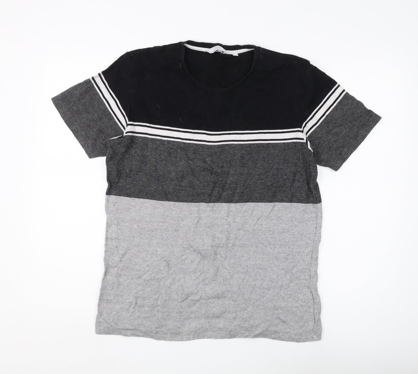 Next Men's Black Grey Colourblock T-Shirt M
