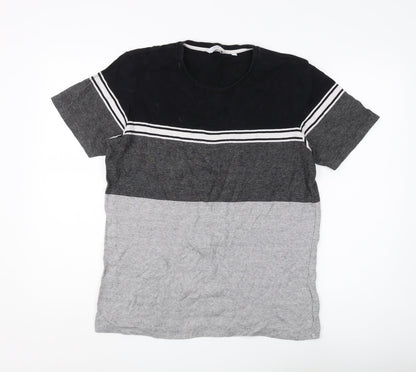 Next Men's Black Grey Colourblock T-Shirt M
