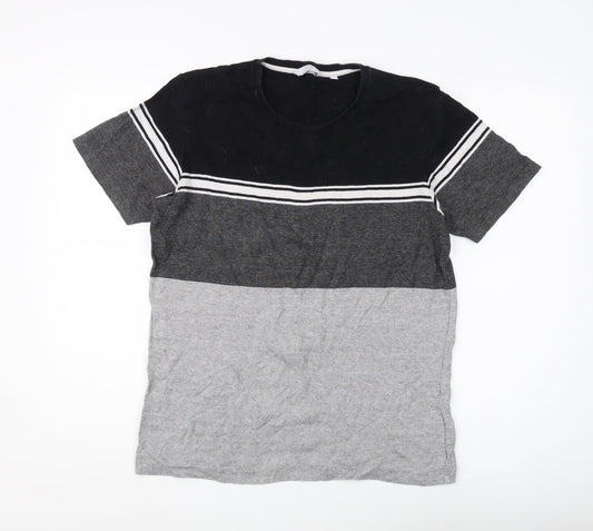 Next Men's Black Grey Colourblock T-Shirt M