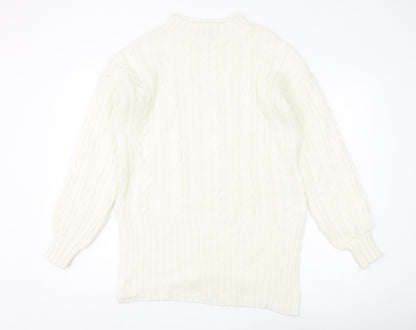 Womens UK Size S NEXT White Pullover Jumper