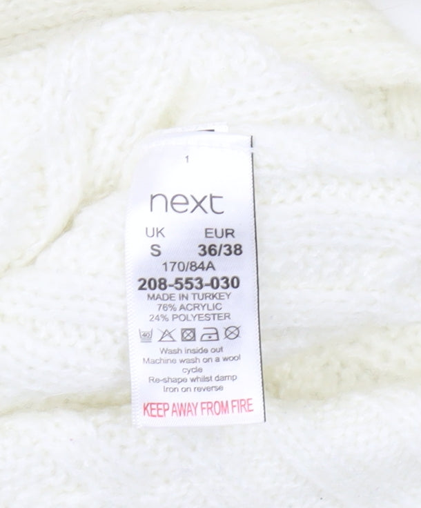 Womens UK Size S NEXT White Pullover Jumper