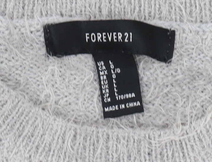 Womens UK Size L FOREVER 21 Grey Pullover Jumper
