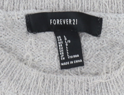 Womens UK Size L FOREVER 21 Grey Pullover Jumper