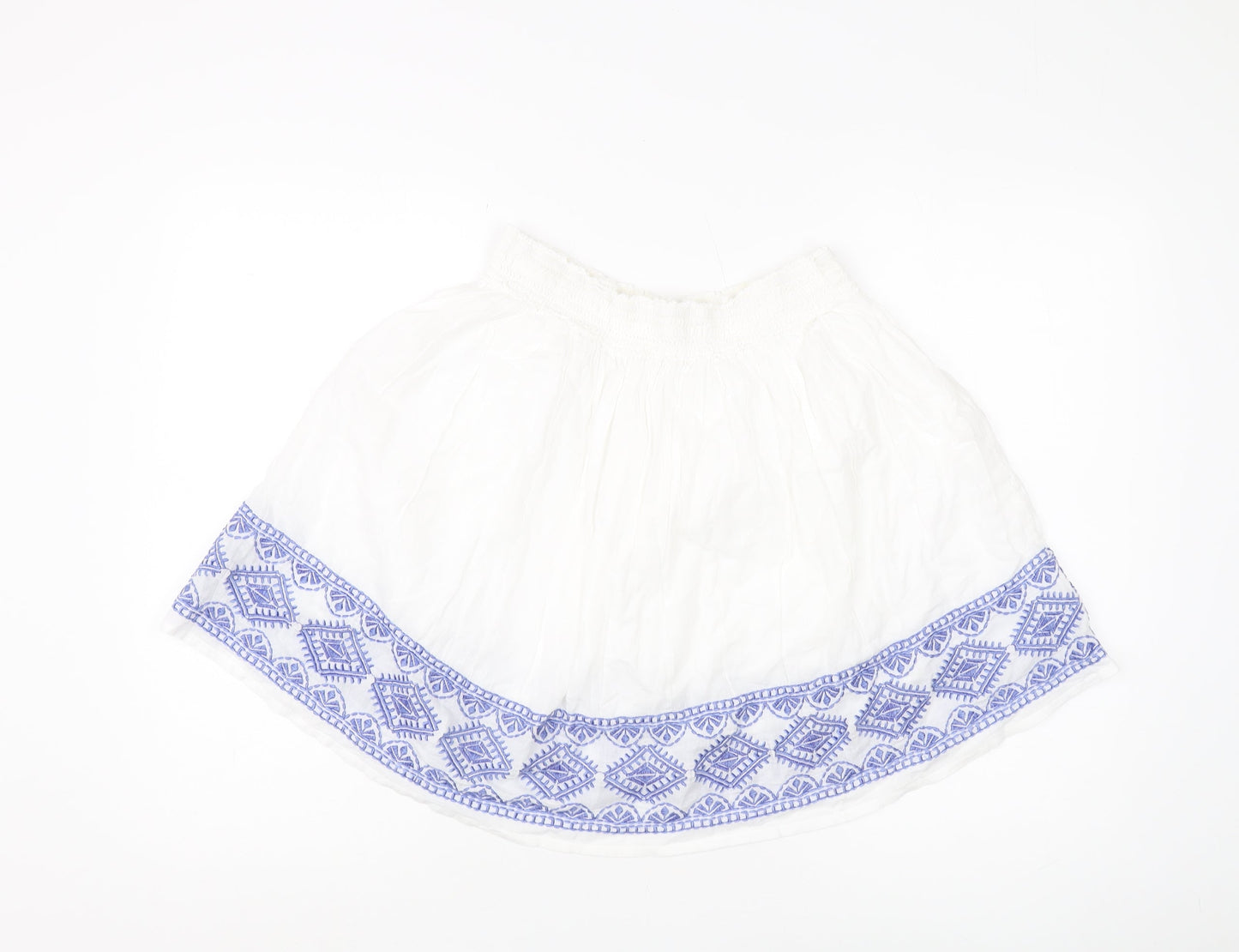 H&M Women's White Embroidered Short Skirt - Size 12