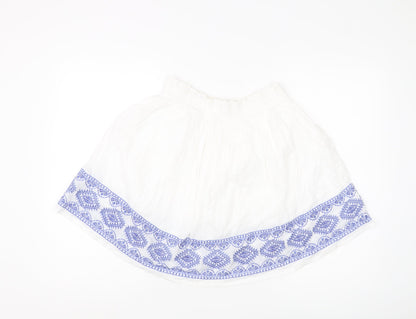 H&M Women's White Embroidered Short Skirt - Size 12